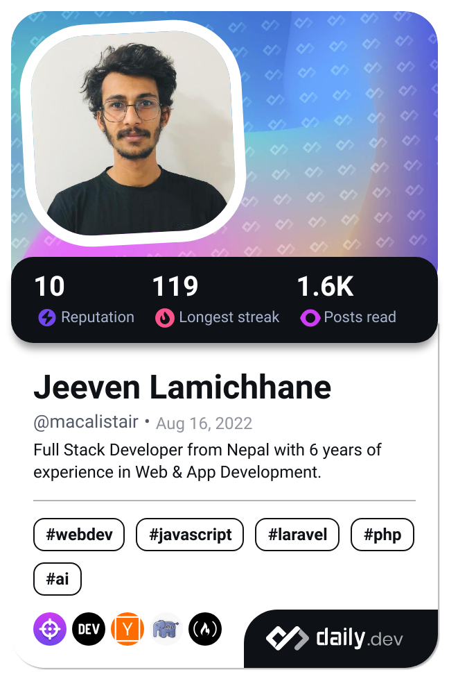 Jeeven Lamichhane's Dev Card