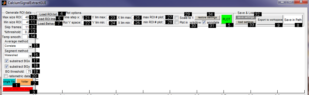 MATLAB Calcium Signal Extract Menu