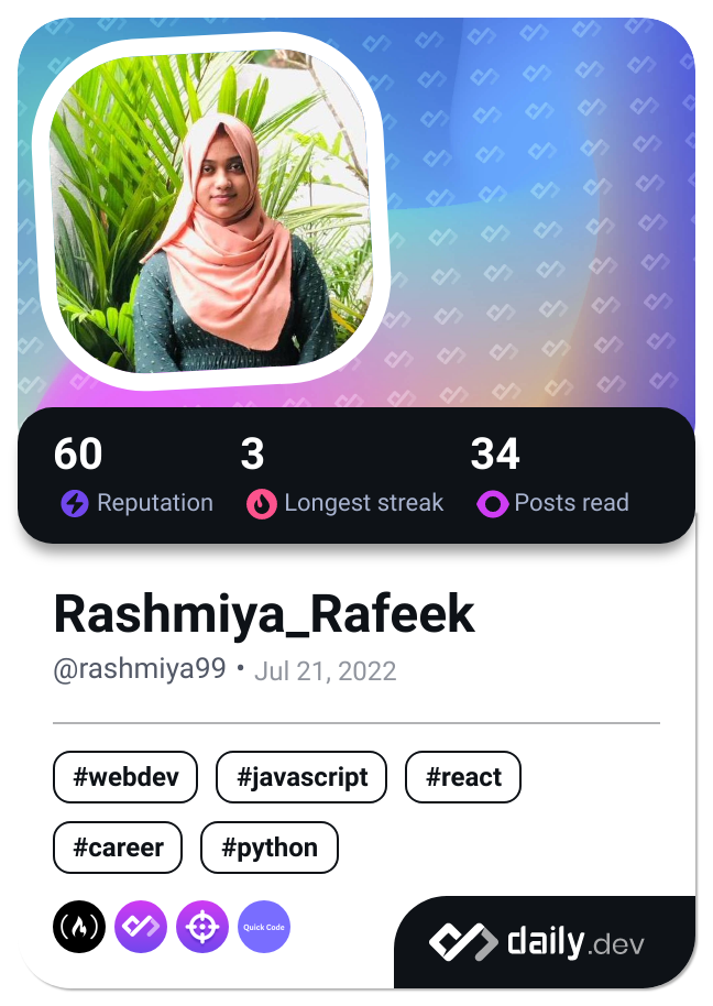 Rashmiya_Rafeek's Dev Card