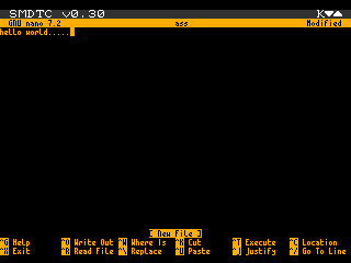 Screenshot of the terminal emulator showing nano