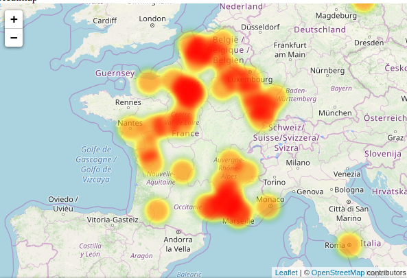 Heatmap of @fhollande's locations on Instagram