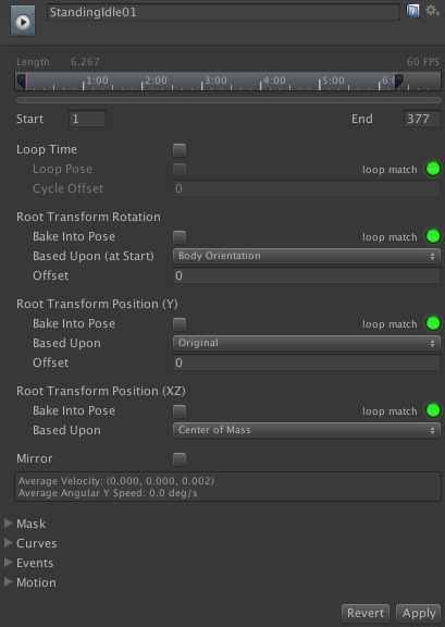 Animation Clip Settings