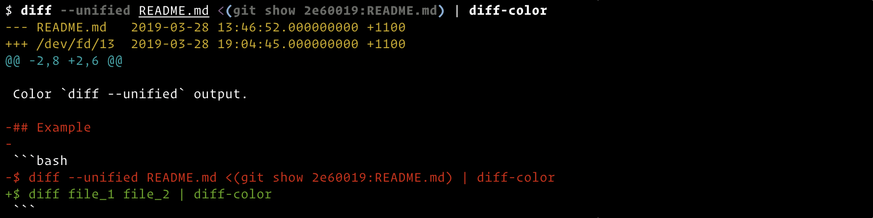 GitHub - twe4ked/diff-color: Color `diff --unified` output. · GitHub