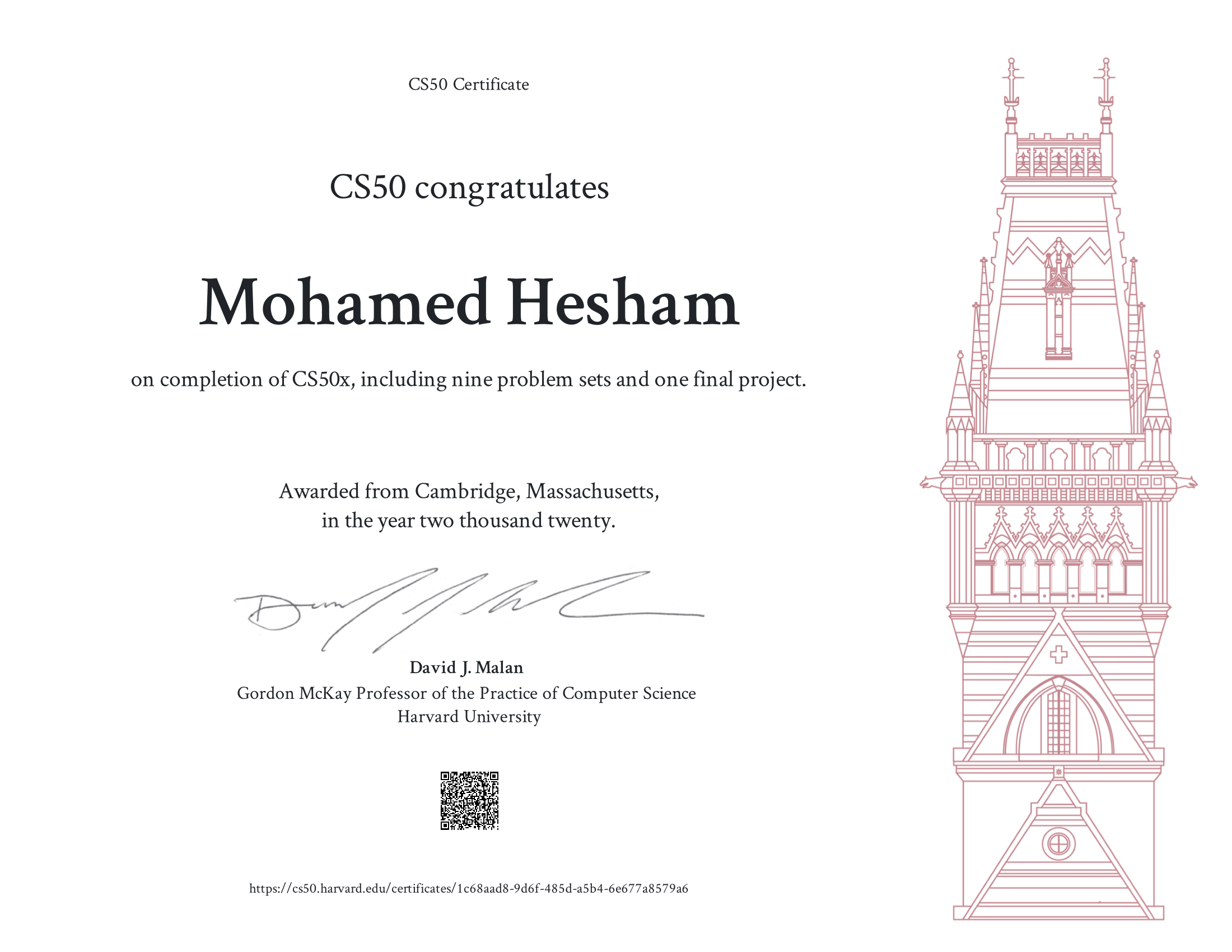 CS50x certificate