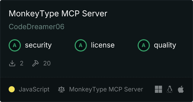 MonkeyType Server MCP server