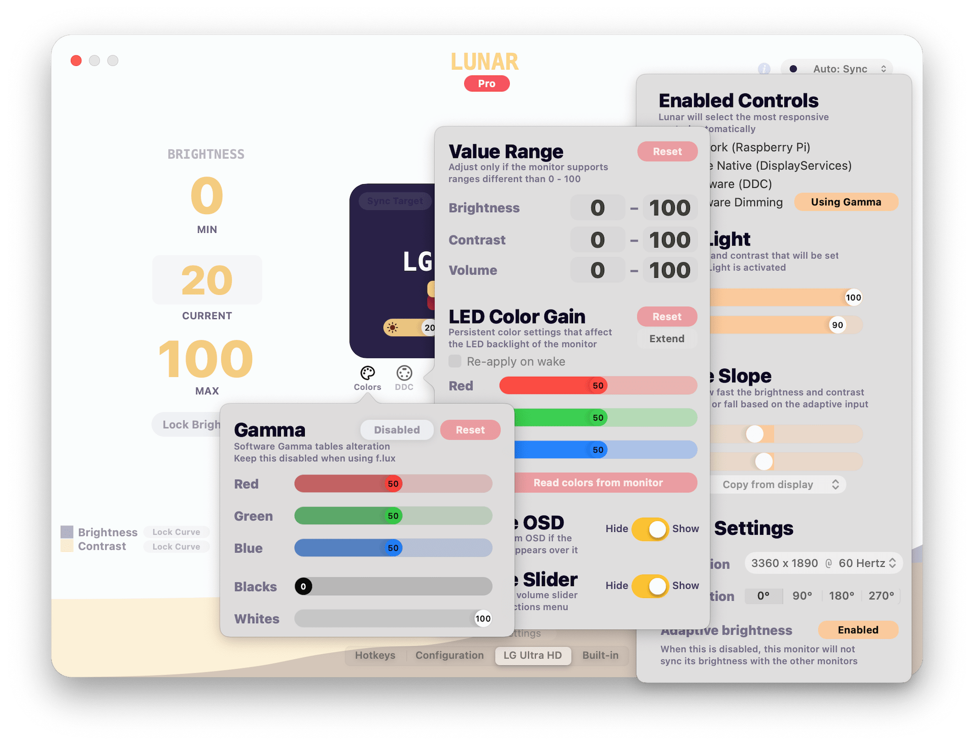 Display settings