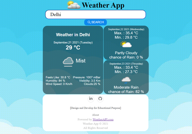 Screenshot of the application