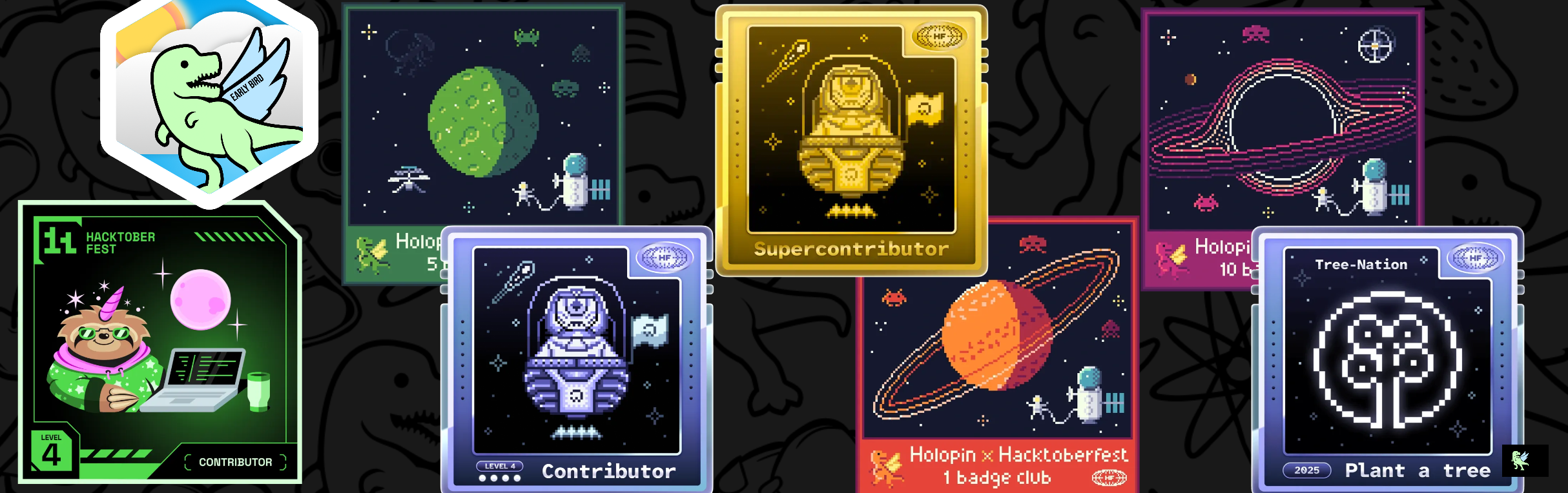 An image of @saturnian's Holopin badges, which is a link to view their full Holopin profile