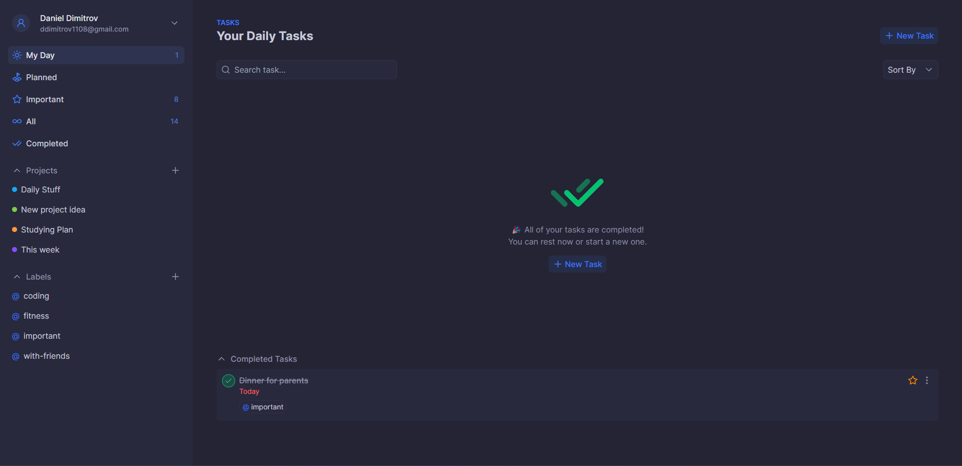 Completed tasks status