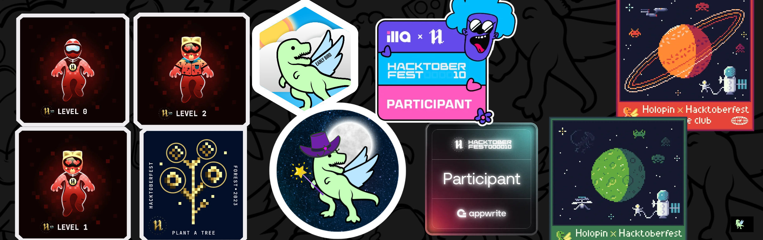 An image of @mehakmantri's Holopin badges, which is a link to view their full Holopin profile