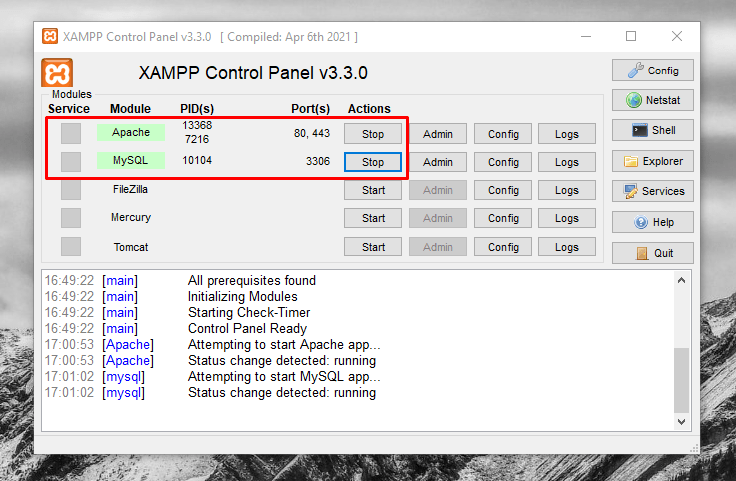 Tamplian Menjalankan XAMPP