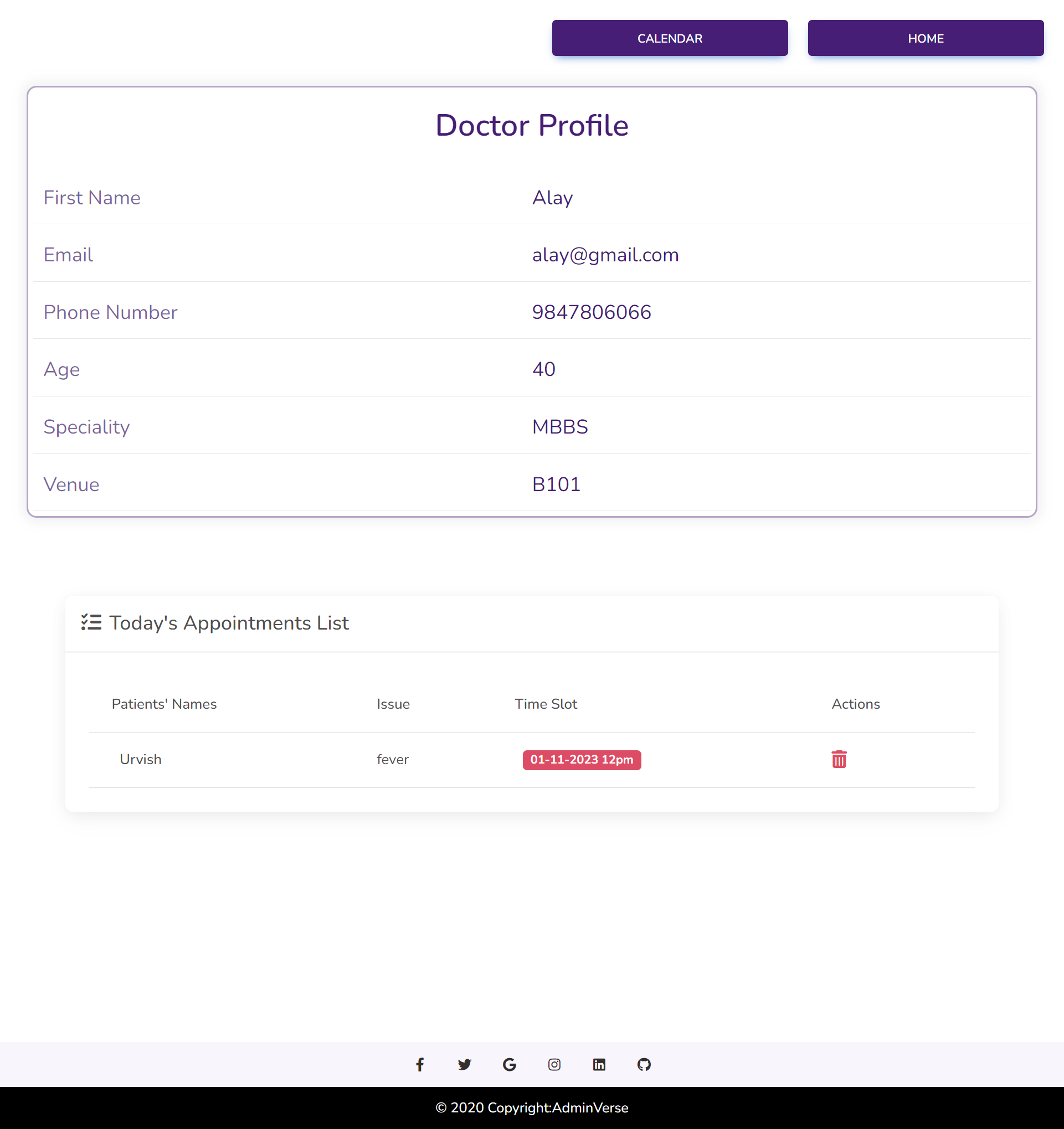 Doctor Profile Page