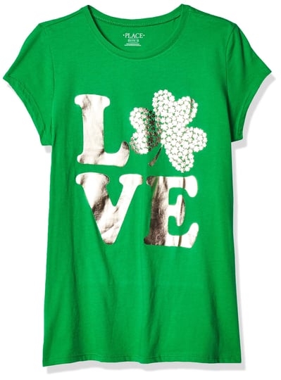 the-childrens-place-girls-love-shamrock-graphic-t-shirt-size-large-10-12-green-100-cotton-1
