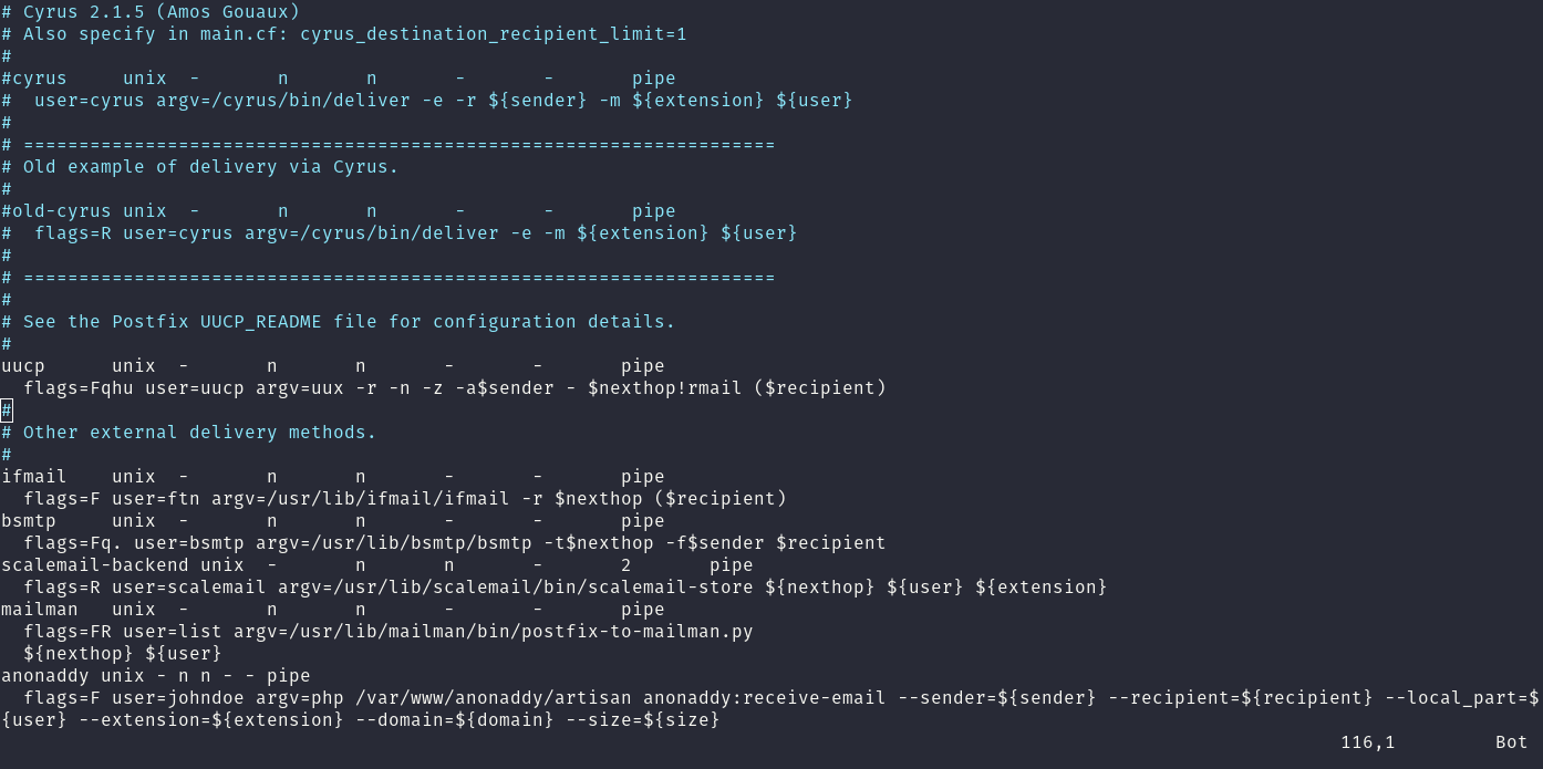 Postfix master pipe