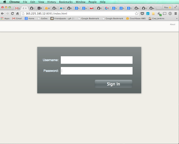 Couchbase Login Screen