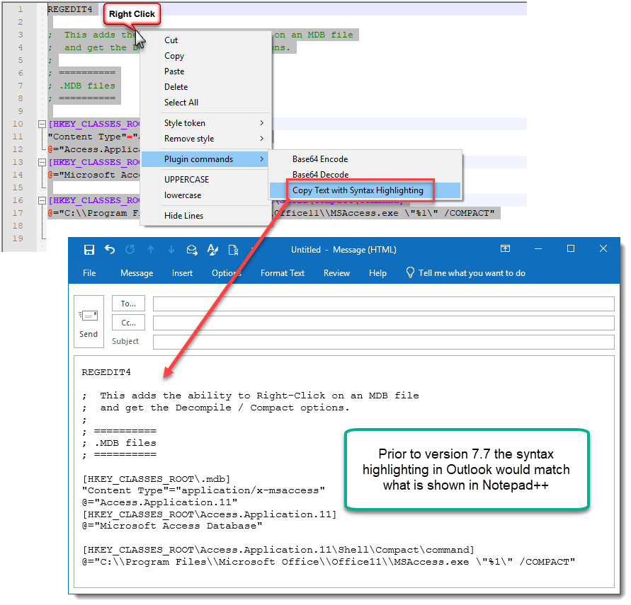 "Copy Text with Syntax Highlighting" is no longer working in v7.7 ...