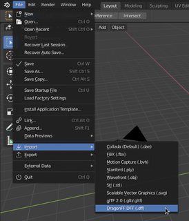 File > Import > DragonFF DFF (.dff)