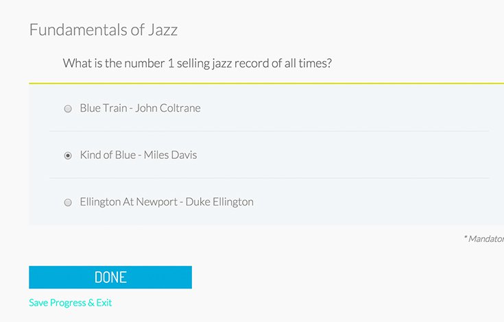 Create all types of quizzes with multi-answer, single choice, upload and selectable modules.