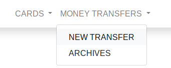 Money Transfers menu