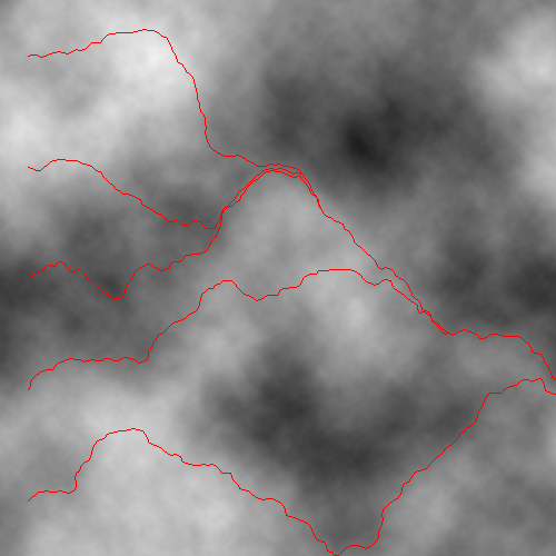 Example path over 2D Perlin Noise image