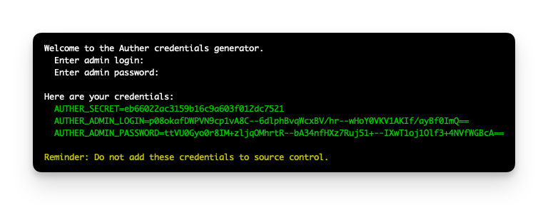 Credentials Generator Screenshot