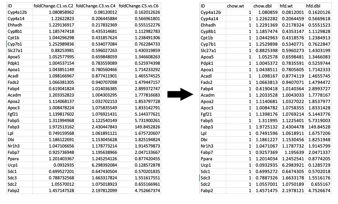 Figure 55. example table conversion