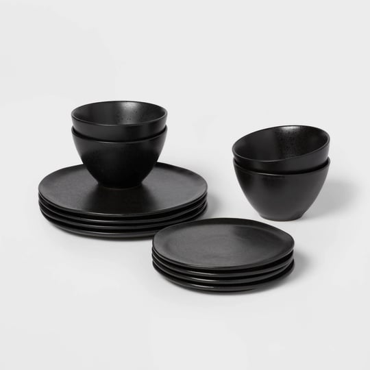 new-12pc-stoneware-houlton-dinnerware-set-black-threshold-1