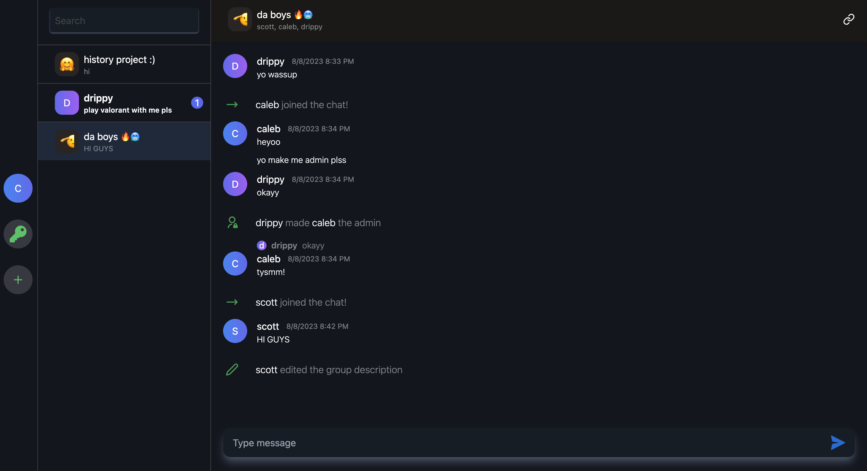 Screenshot of Vibe Chat Interface