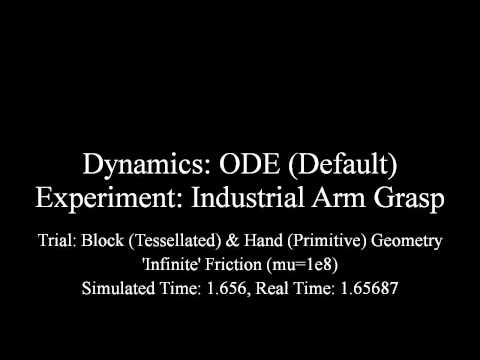 ODE (Default) - Industrial Arm Grasp - Tessellated Block - 'Infinite' Friction