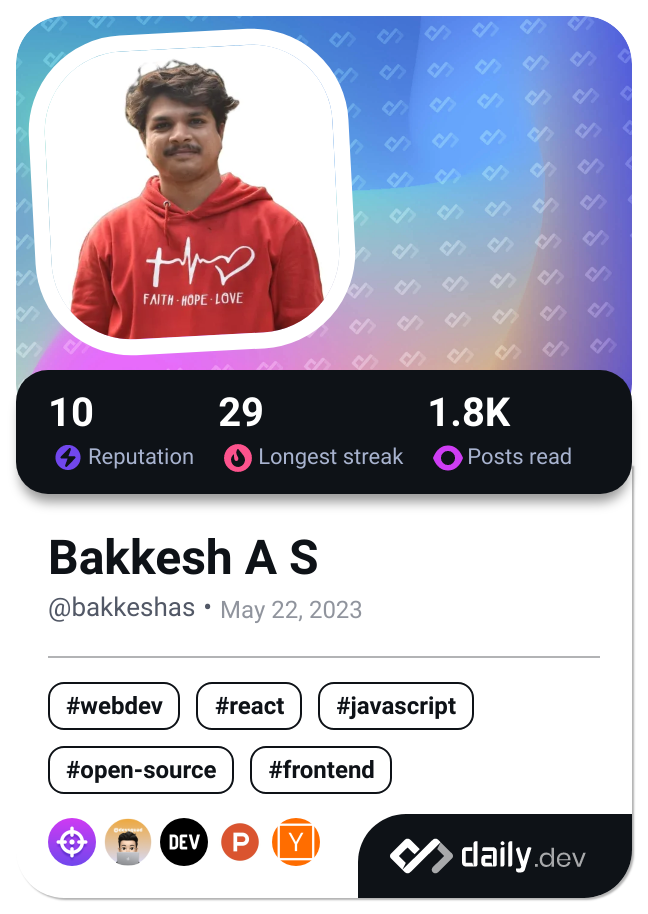 Bakkesh A S's Dev Card