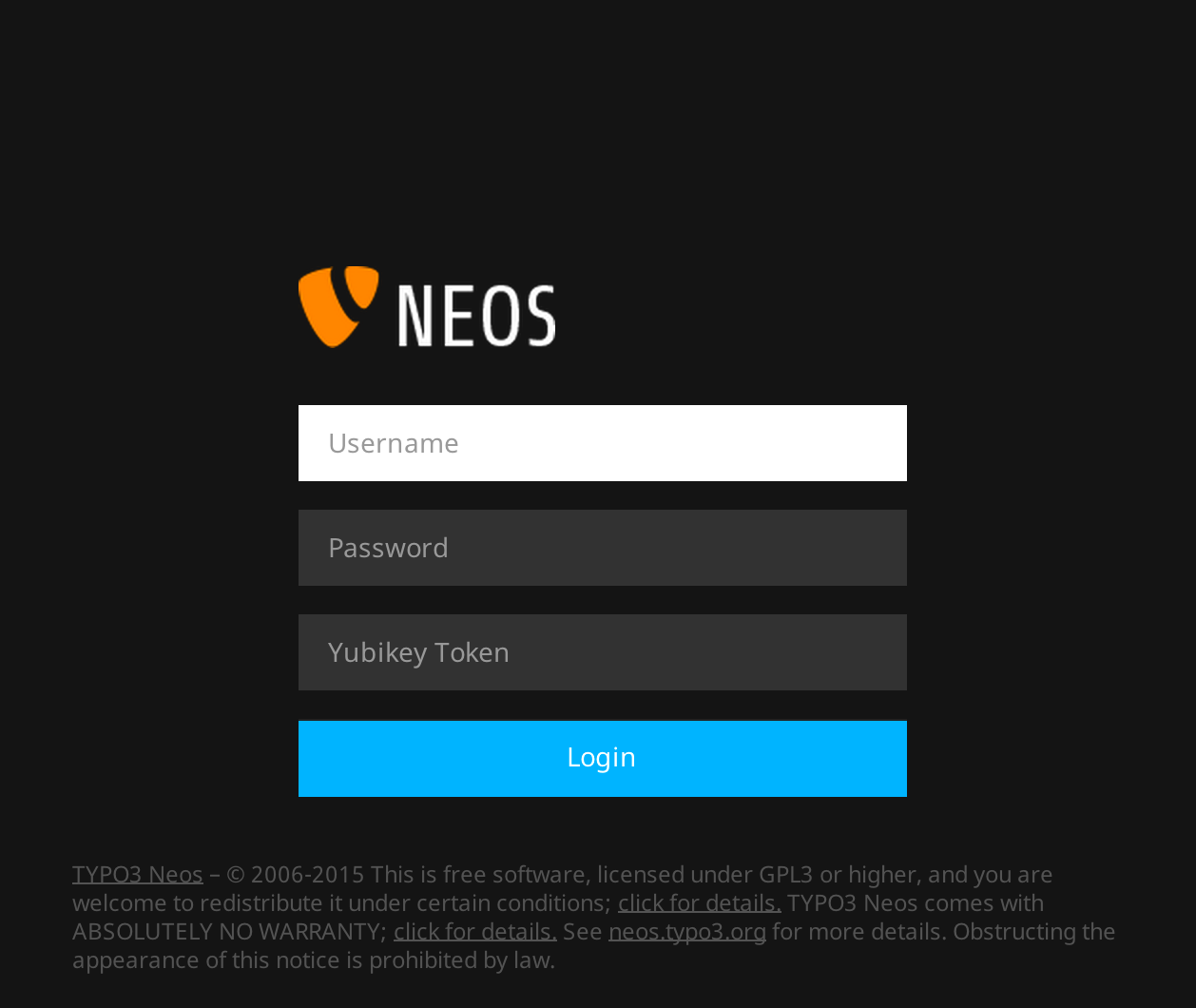 A Neos login box with OTP support