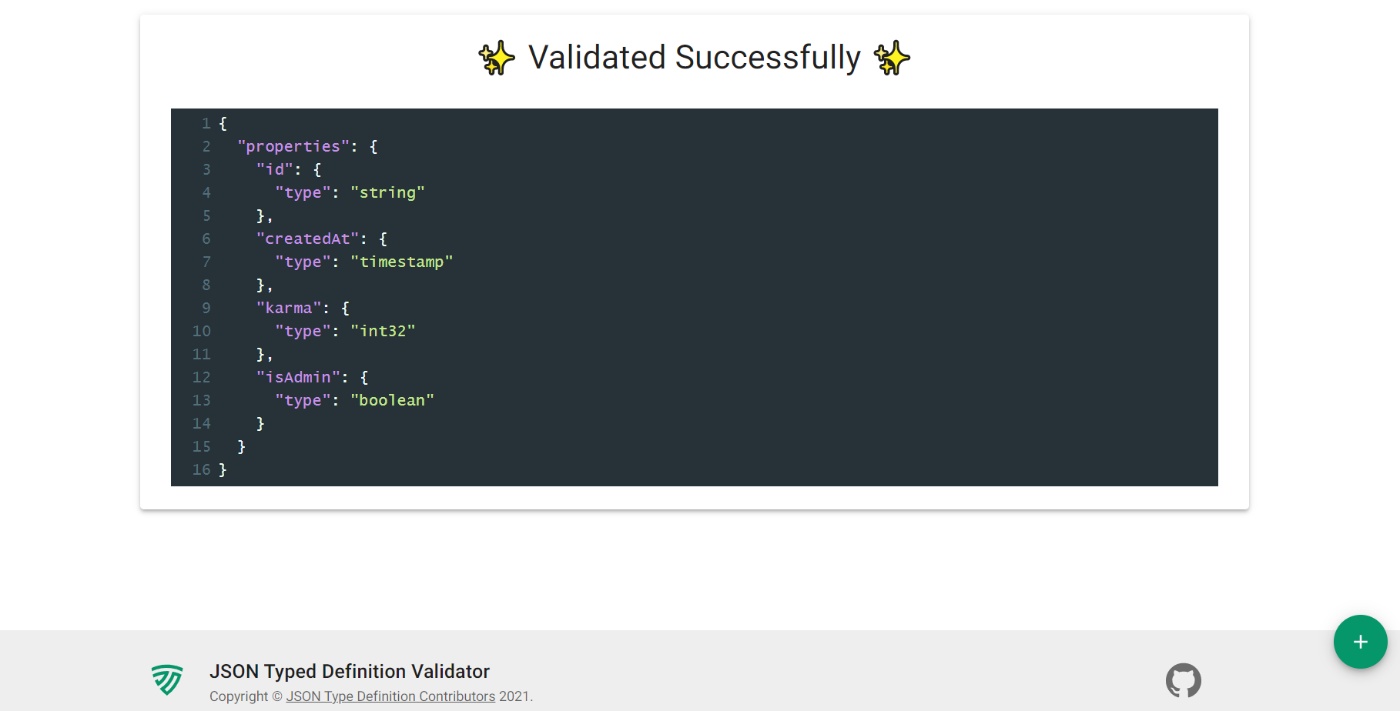 JSON Typed Definition Validator