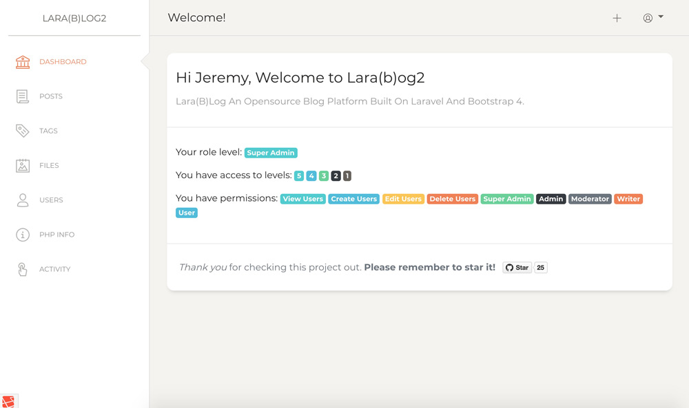 LaraBlog Admin Dashboard