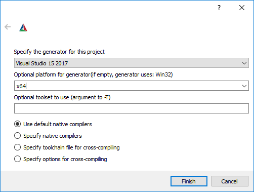 cmake configure step settings