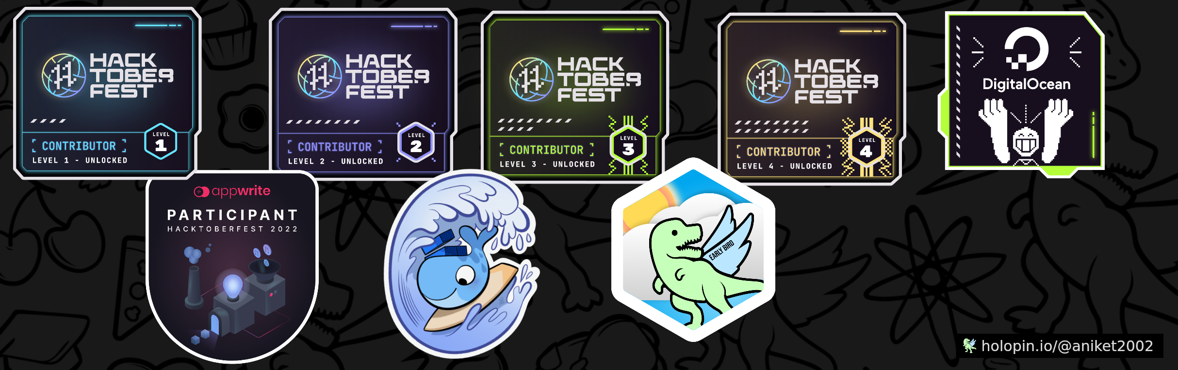 An image of @aniket2002's Holopin badges, which is a link to view their full Holopin profile