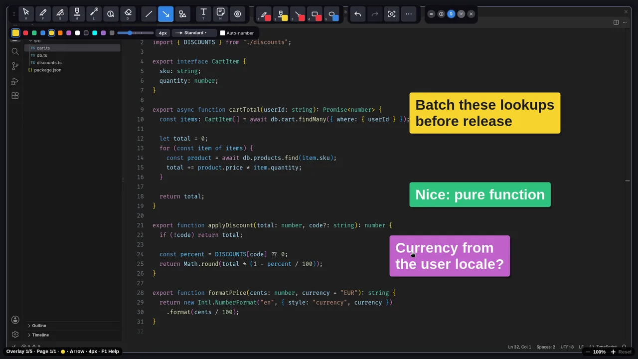 Three sticky notes beside lines of code