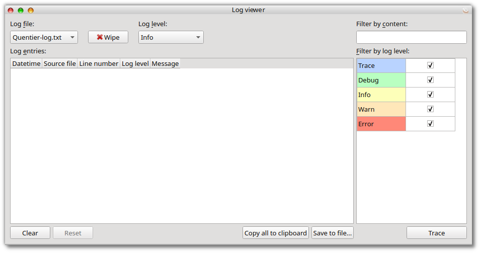 Log viewer window