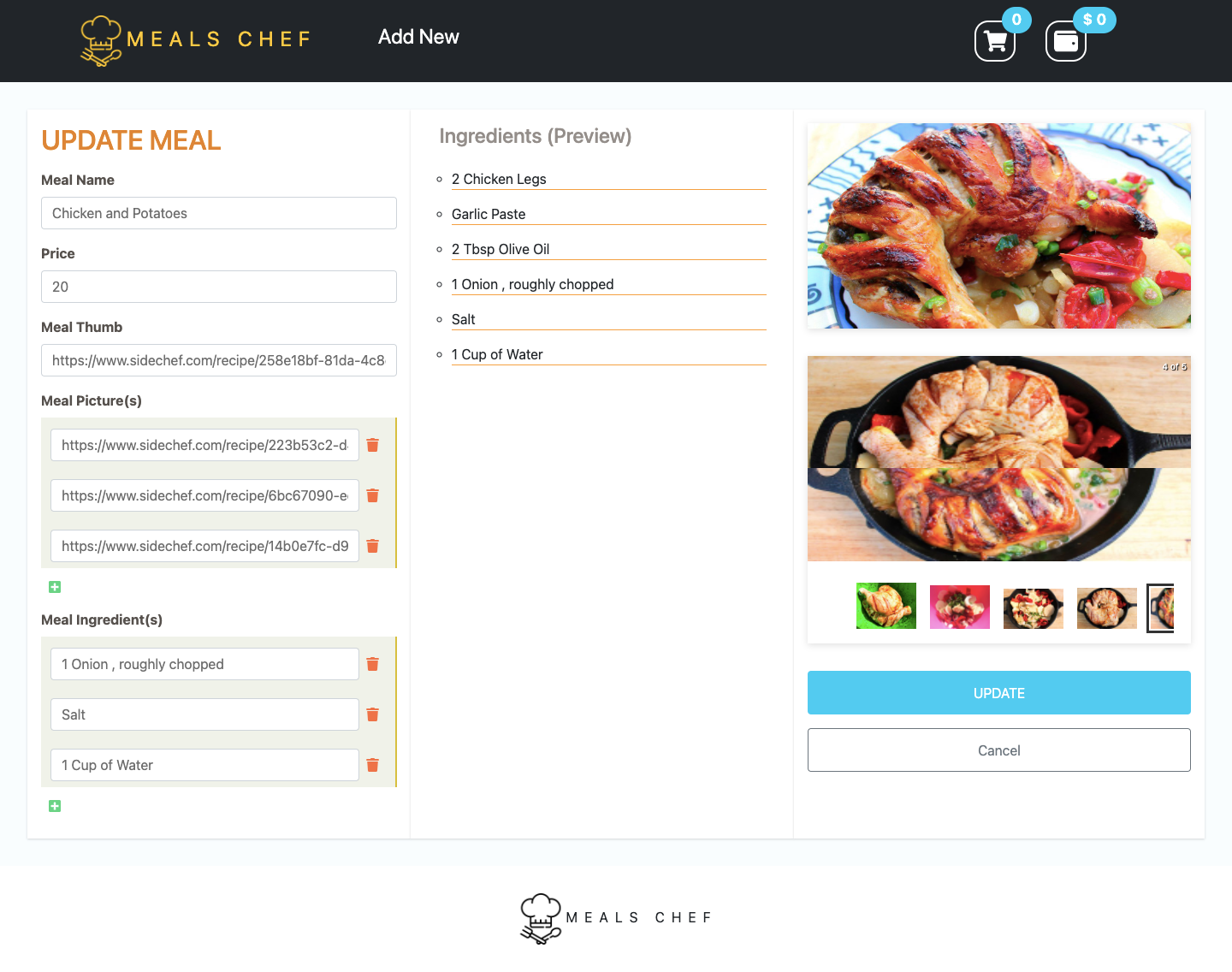 Update Meal Form