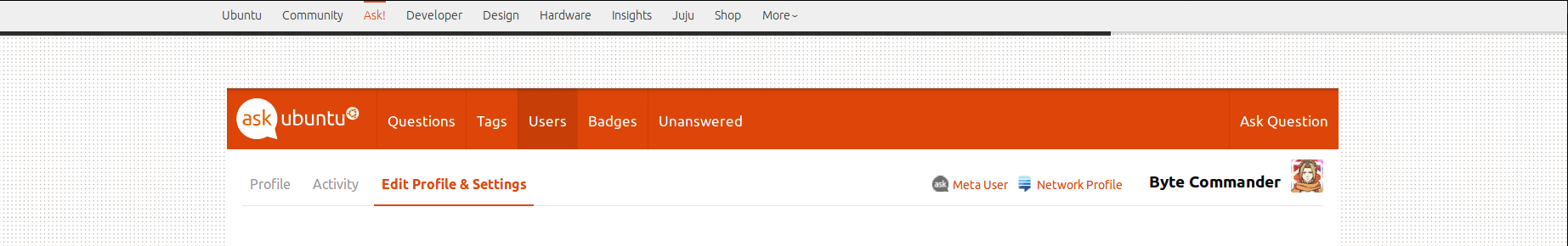 Ask Ubuntu, sticky, page top