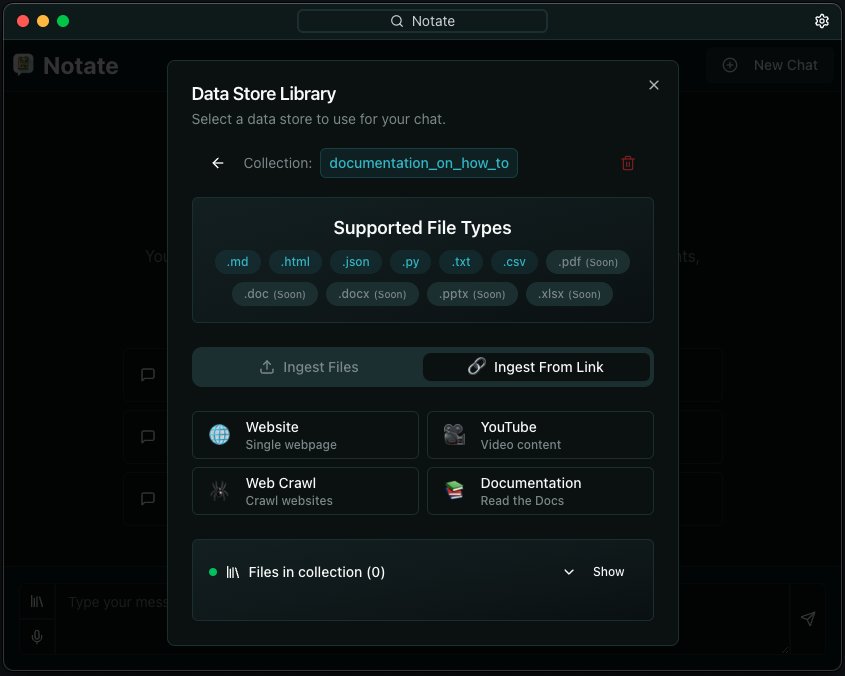 Notate Data Intake Screenshot