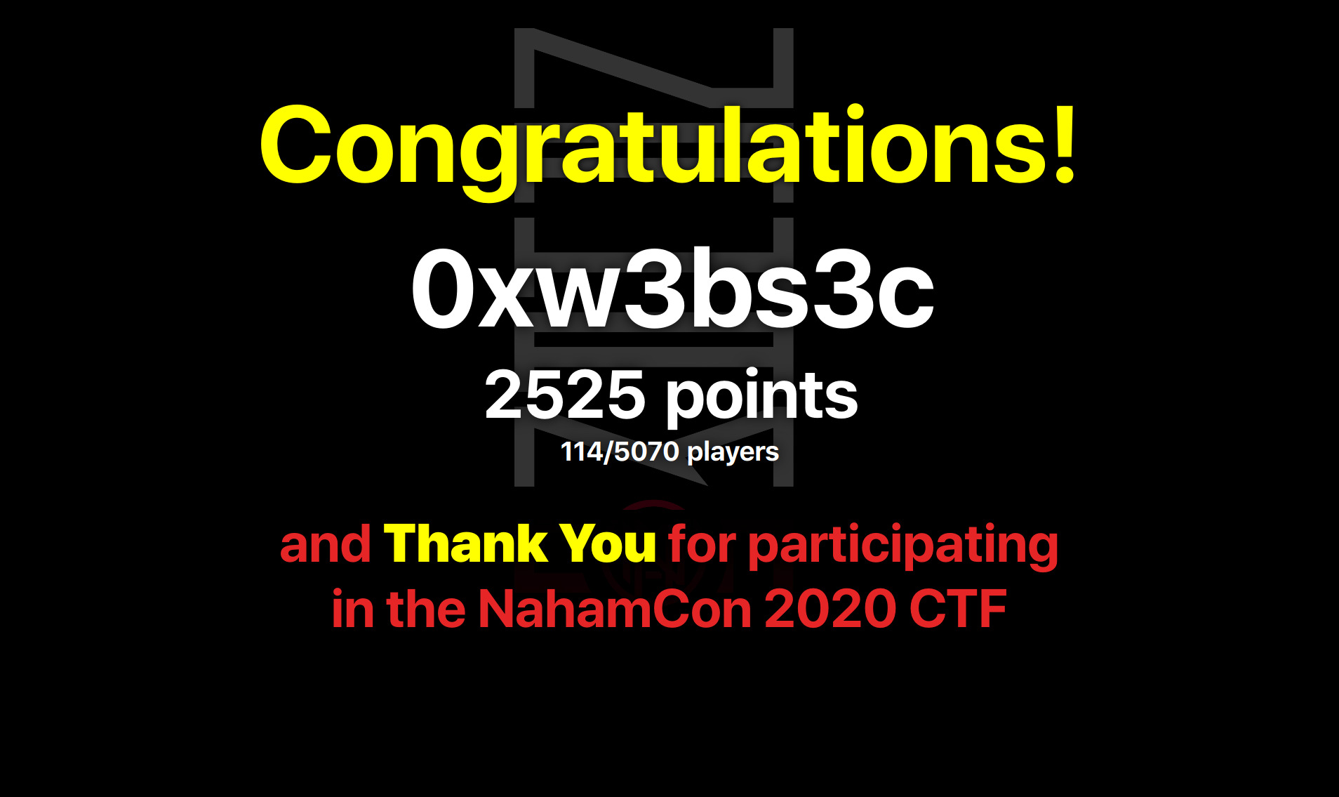 NahamConCTF2020 Placement