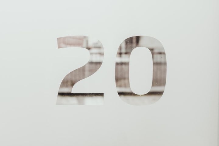 Frosted glass depicting the number 20