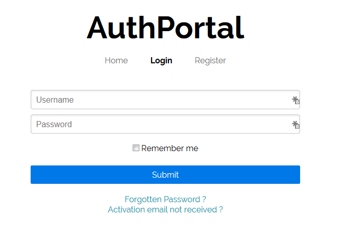 AuthPortal Screenshot