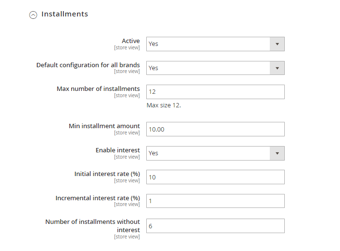 Installment Settings