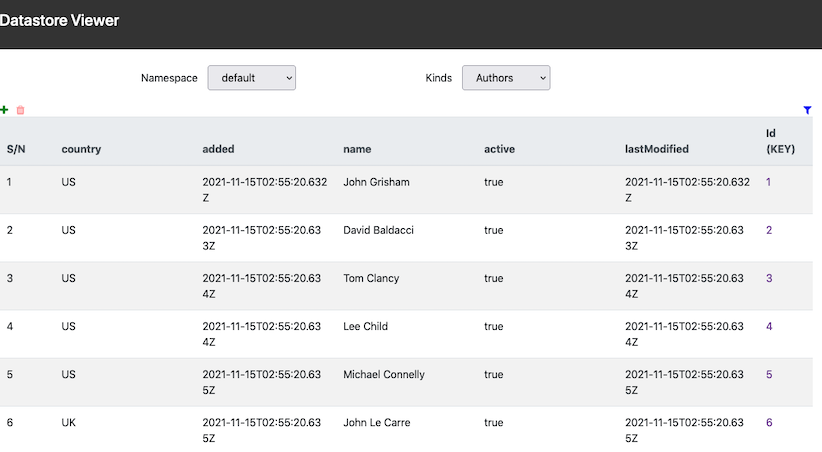 Datastore Emulator GUI Screenshot