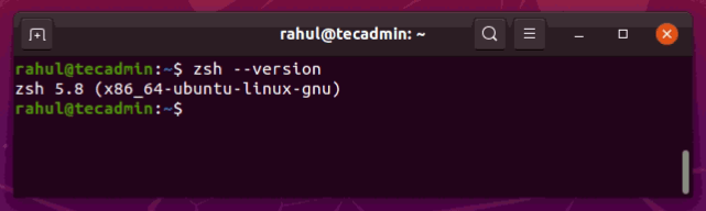 Check ZSH Shell Version on Ubuntu 20.04