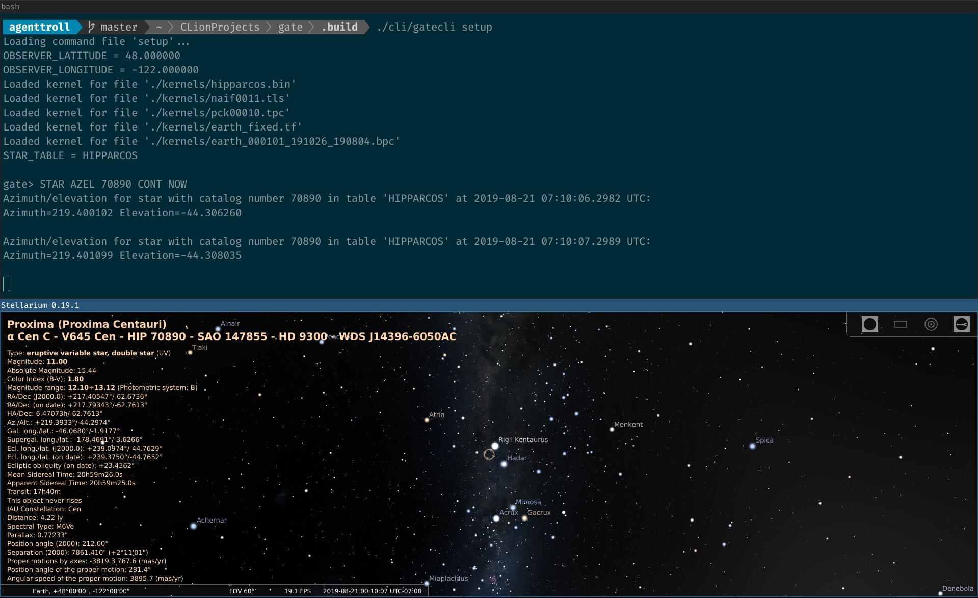 STAR AZEL 70890 CONT NOW compared to Stellarium