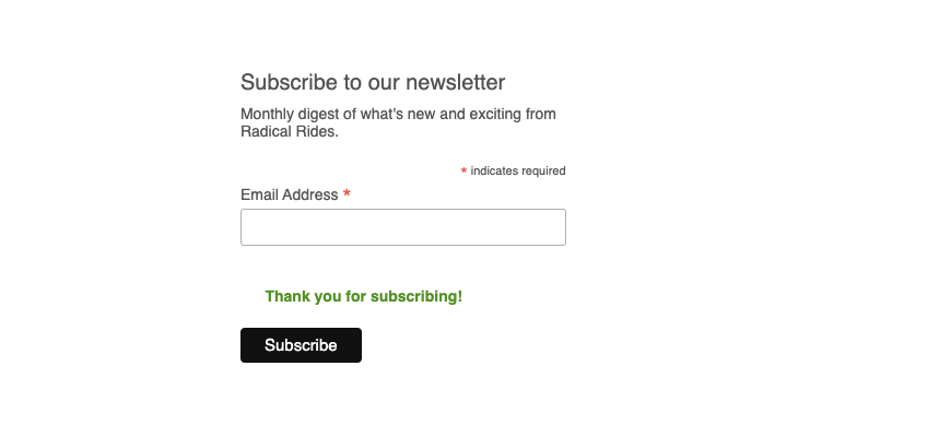 Radical Rides subscription form