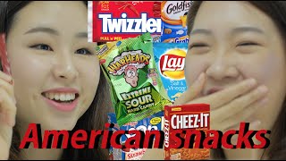 Korean girls taste American snacks  ENG sub 