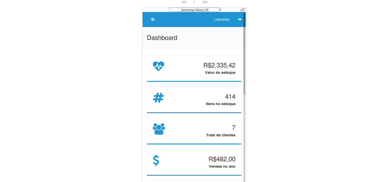 Tela de Tela de Dashboard responsiva